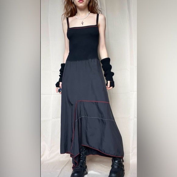 Cop Copine Y2K Cyber Futuristic Parachute Tank Maxi Dress & Mesh Top Set Size S - Picture 9 of 17